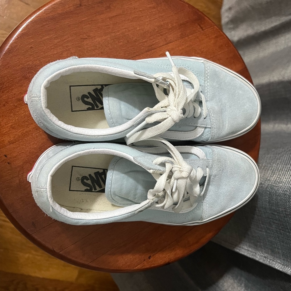 Like New, barely worn Light Blue Old Skool Vans!